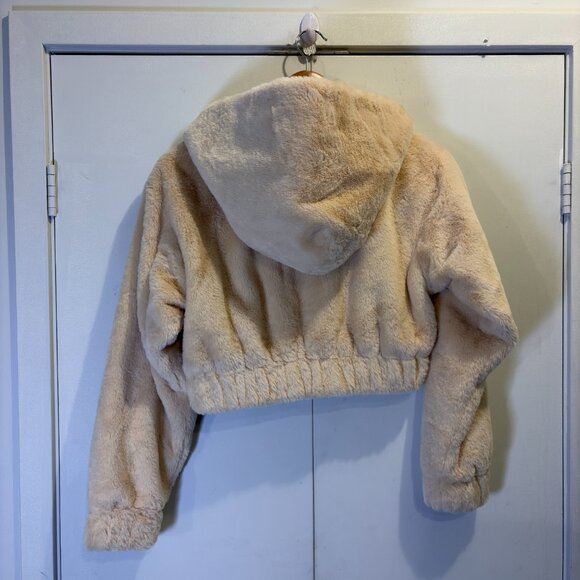 Urban Outfitter Zip Up Crop Hooded FleeceTeddy Sherpa Jacket - Picture 2 of 6